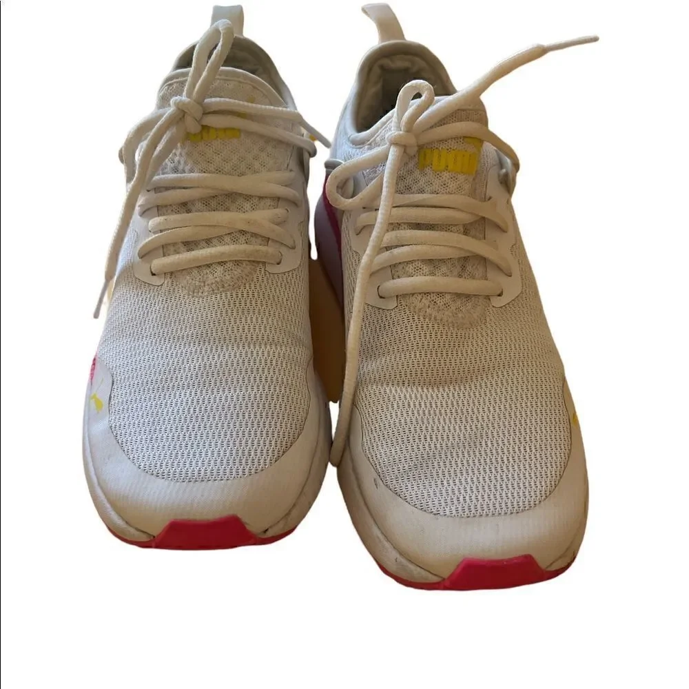 Puma White and Pink Lemonade Soft Foam Sneaker’s